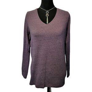Sonoma Heathered Plum Long Sleeve V-Neck Top – Size Large